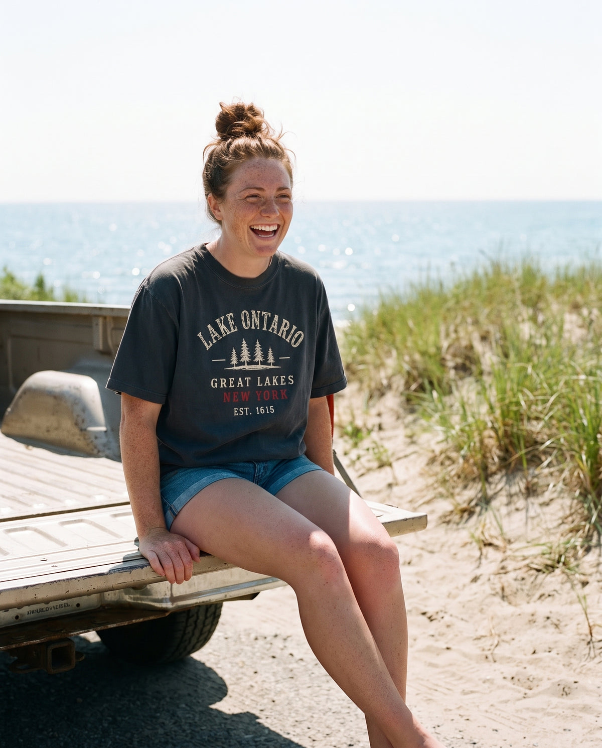 Lake Ontario Great Lakes tee in Black at a Sandy Pond tailgate